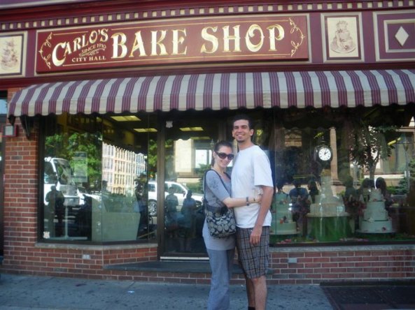 The husband and I outside of cake heaven - er, I mean Carlo's Bake Shop... ;) 